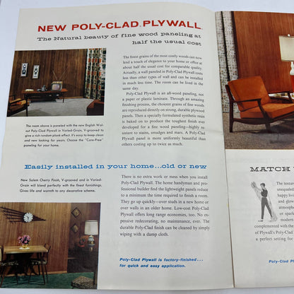 1960 Poly-Clad Plywall Wood Paneling  Advertising Promo Catalog Booklet AC8