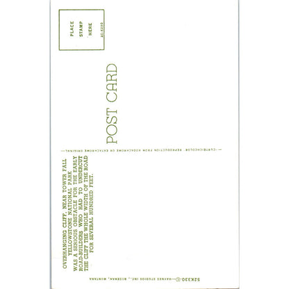 Overhanging Cliff Near Tower Fall Yellowstone Park Original Postcard TK1-P15