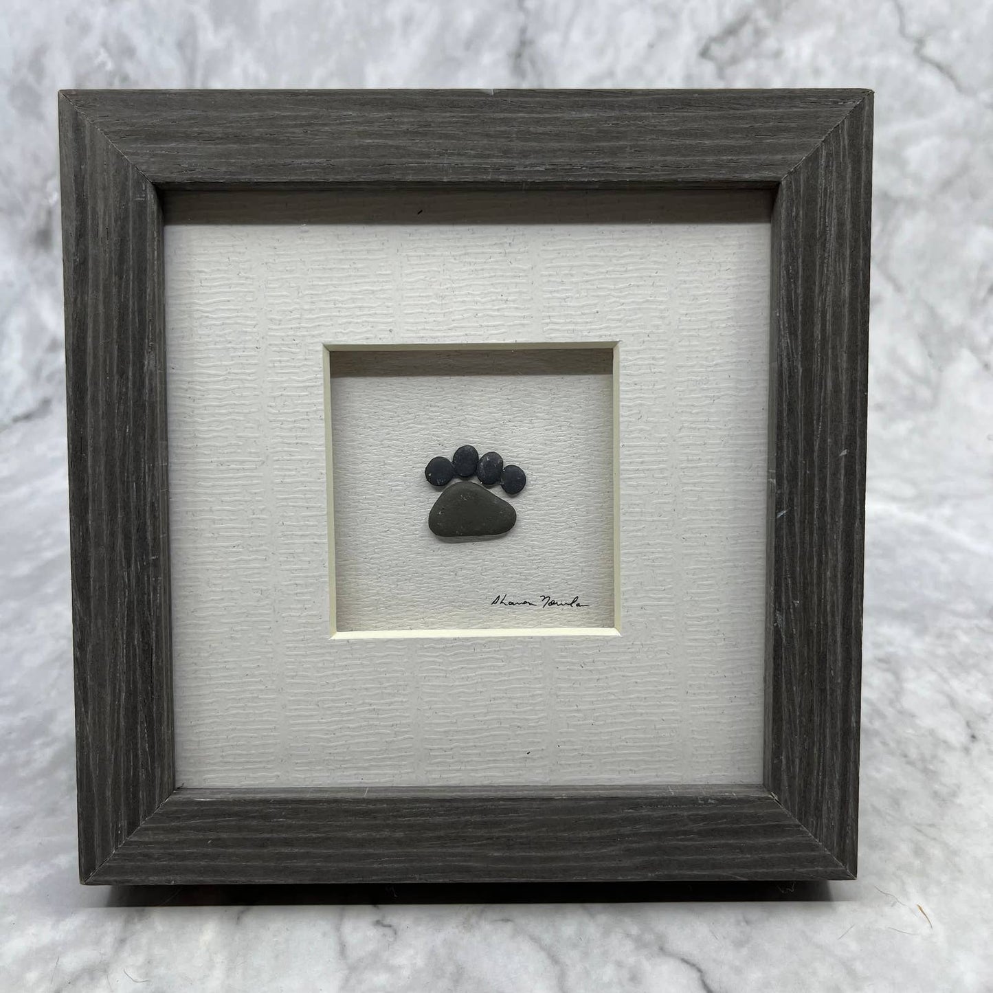 Paws Are Forever Gray 6 x 6 Stone and Glass Framed Pebble Art Sharon Nowlan TJ2
