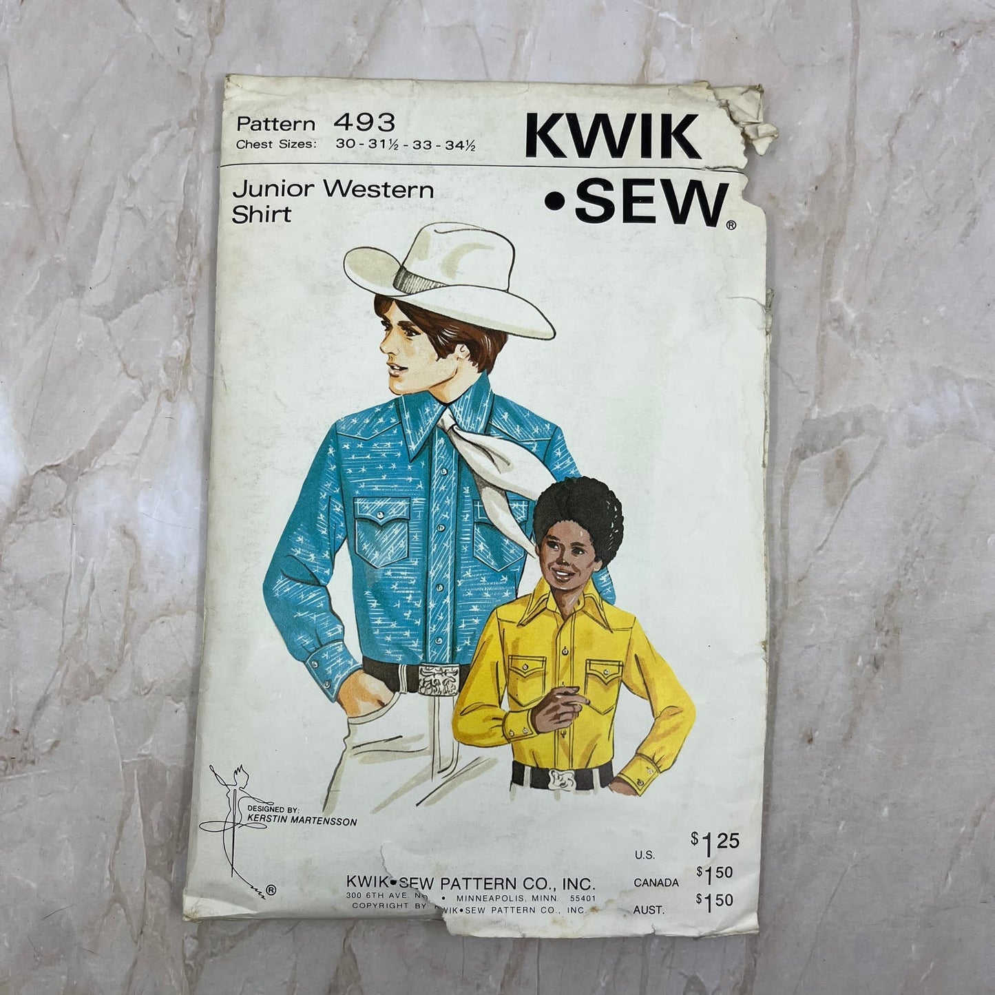 KWIK SEW 493 Sewing Pattern Men's Western Jacket Vintage Retro TE5