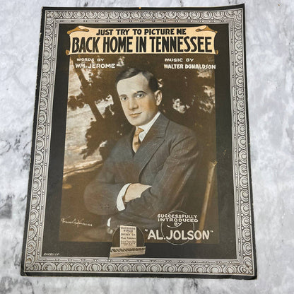 1915 Just Try To Picture Me Back Home In Tennessee Sheet Music Al Jolson TH1