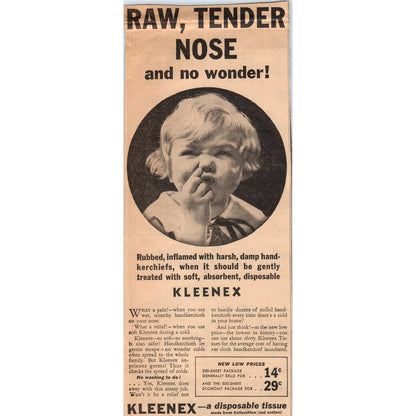1935 Minneapolis Journal Newspaper Ad Kleenex Disposable Tissue FL5-3