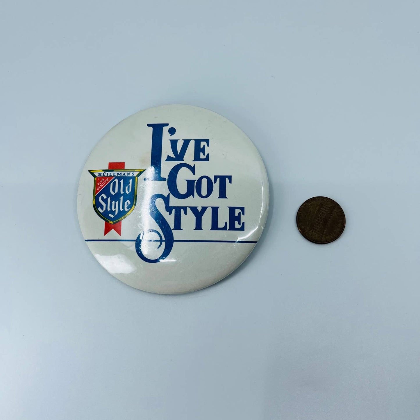 1970s I've Got Style Heileman's Pure Genuine Old Style Beer Pin Button SB3