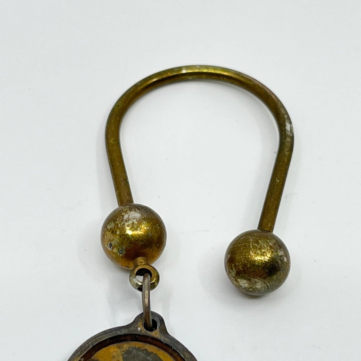 Vintage Brass USS United States Steel Brass Barbell Keychain Keyring SC3