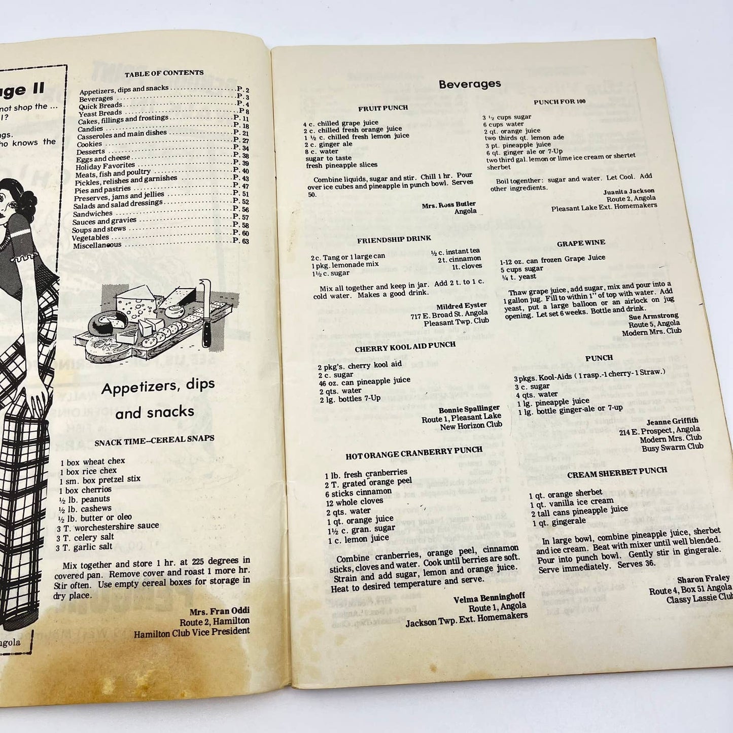 1973 Menu-Maker Recipes Cookbook Steuben County Homemakers Angola IN TF7