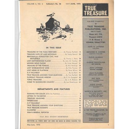 Long John Lathams Lost Treasure Magazine Lost Mines, Buried, Sunken Jul 1970 MB1