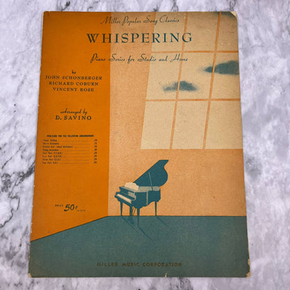 1920 Sheet Music Miller Song Classics "Whispering" Coburn Rose Schonberger TH1