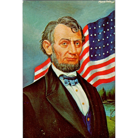 Abraham Lincoln Portrait Morris Katz 1960s Original Postcard P2-1