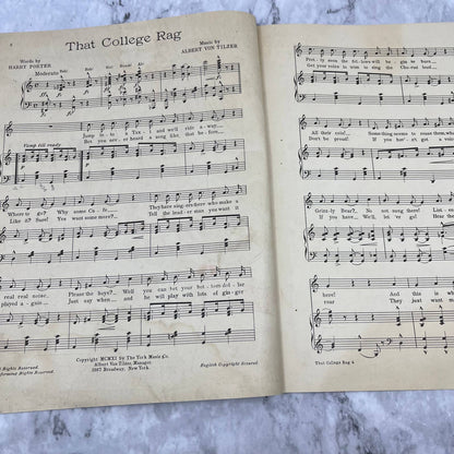 That College Rag - 1911 large sheet music - Ragtime Albert Von Tilzer TH1