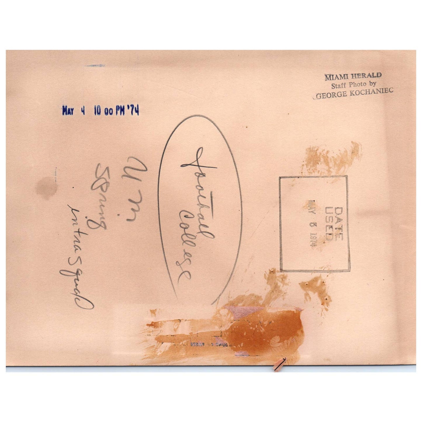 1974 Press Photo Football NCAA Miami Football Spring Intersquad Practice 6x8" AD3