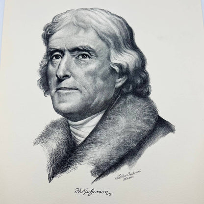 Vintage Thomas Jefferson Sketch Print  Wilbur Gonterman St. Louis 10 x 13” FL1