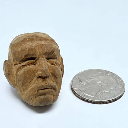 Vintage Tiny Hand Carved Folk Art Head Sculpture Miniature SE1