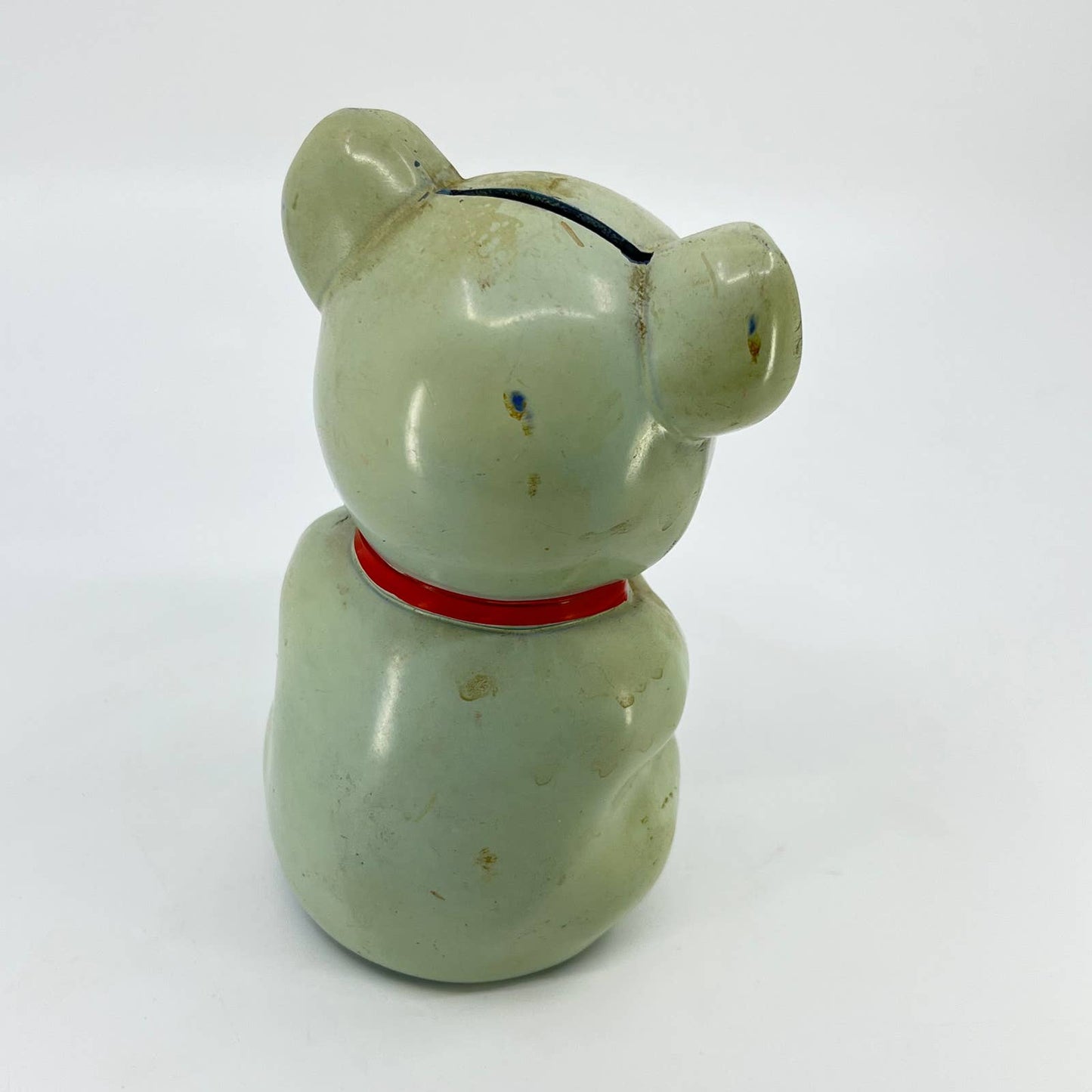 Vintage Celluloid Bear With Bow tie Children’s Coin Bank 6” TE3