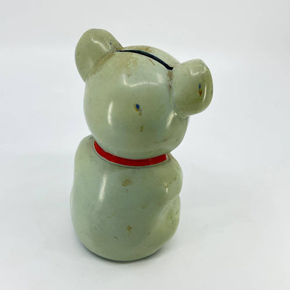 Vintage Celluloid Bear With Bow tie Children’s Coin Bank 6” TE3