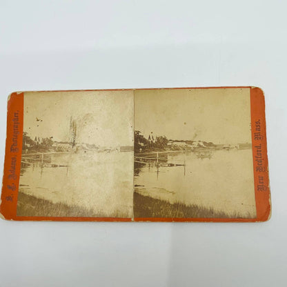 1867 Stereoview Card Waterfront View of New Bedford Massachusetts