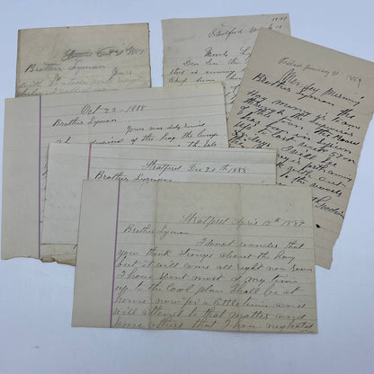 1887-89 Antique Set of 6 Handwritten Letters To Brother Lyman Stratford NJ AC9