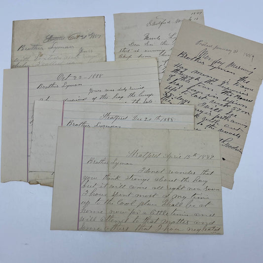 1887-89 Antique Set of 6 Handwritten Letters To Brother Lyman Stratford NJ AC9