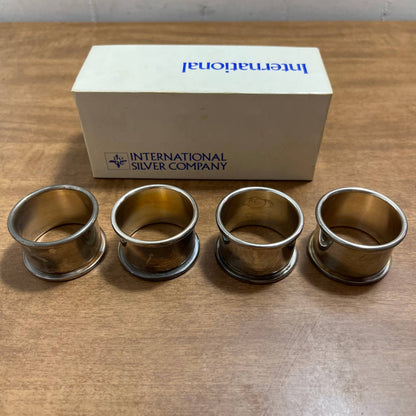 1970s Silver Plate Napkin Bands Rings International Silver Co. Set of 4 TA1