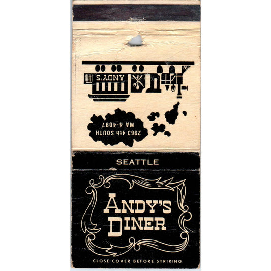 Andy's Diner Seattle Washington Advertising Matchbook Cover SA1-M7