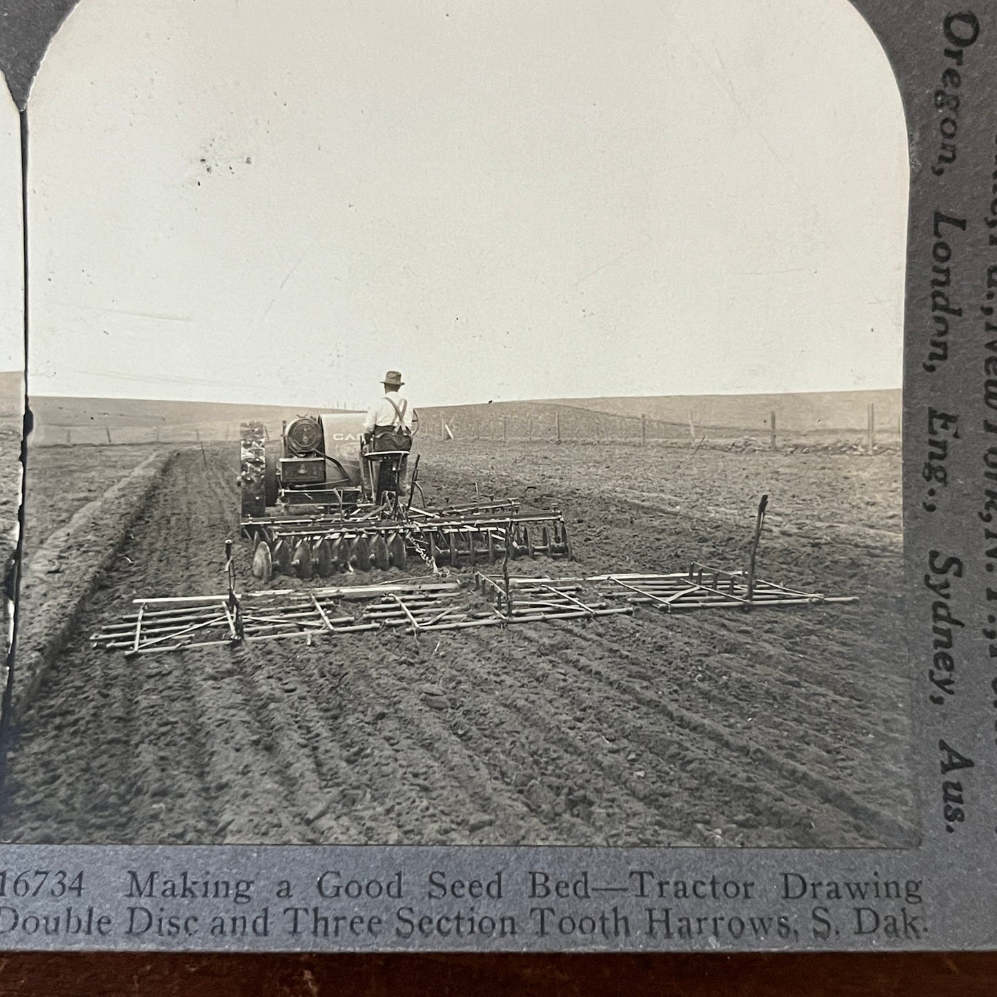 Tractor Drawing Double Disc & Three Section Tooth Harrows SD Stereoview H2-6
