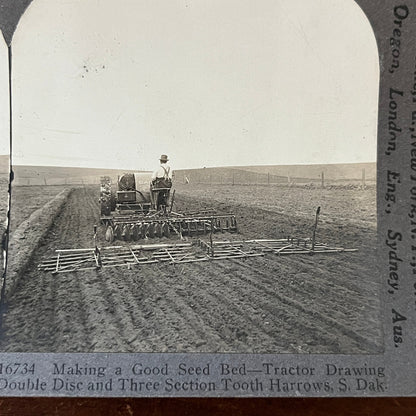 Tractor Drawing Double Disc & Three Section Tooth Harrows SD Stereoview H2-6