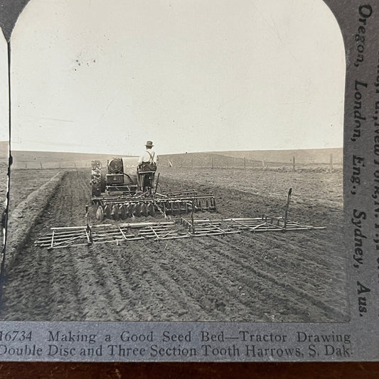 Tractor Drawing Double Disc & Three Section Tooth Harrows SD Stereoview H2-6