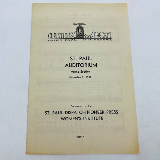 1951 St. Paul Auditorium MN Municipal Christmas Choral Pageant Sheet Music C8