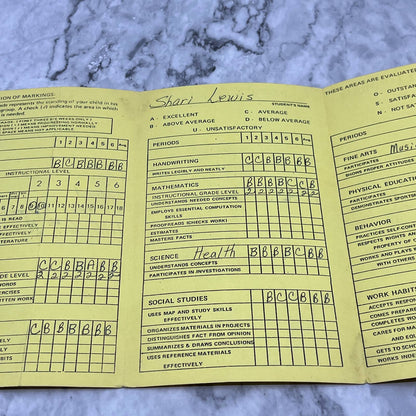1980 Student Report Card Shari Lewis Rosteet School Calcasieu Lake Charles EA4