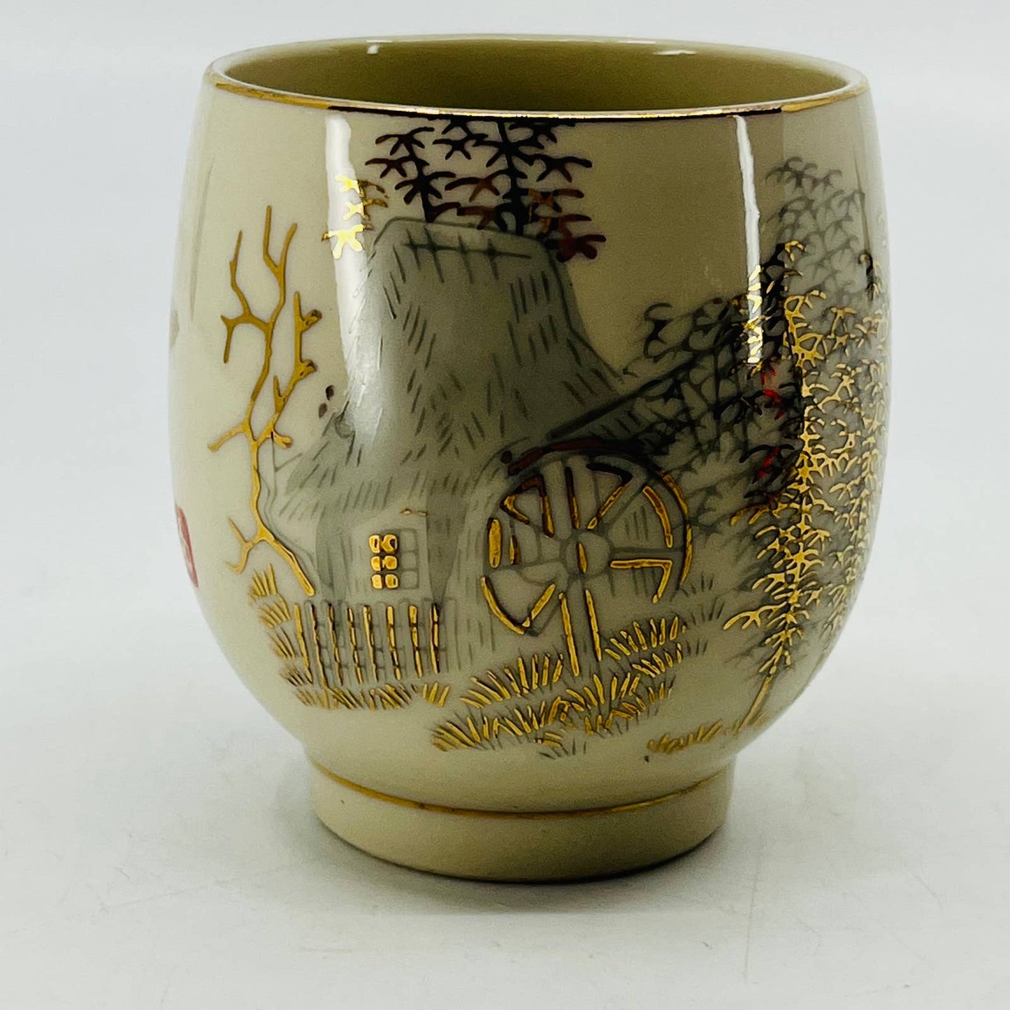 Japanese Pottery Yamahyo Teacup Cottage Mill Gold Gilt 3” TC6