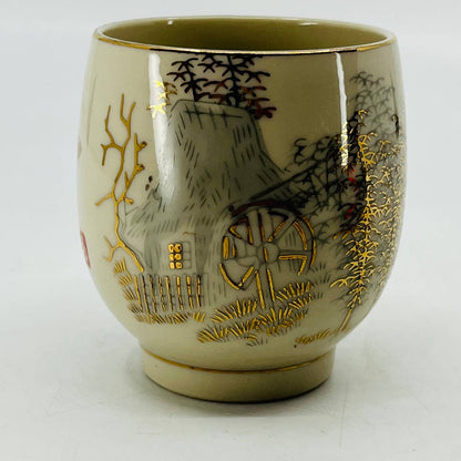 Japanese Pottery Yamahyo Teacup Cottage Mill Gold Gilt 3” TC6