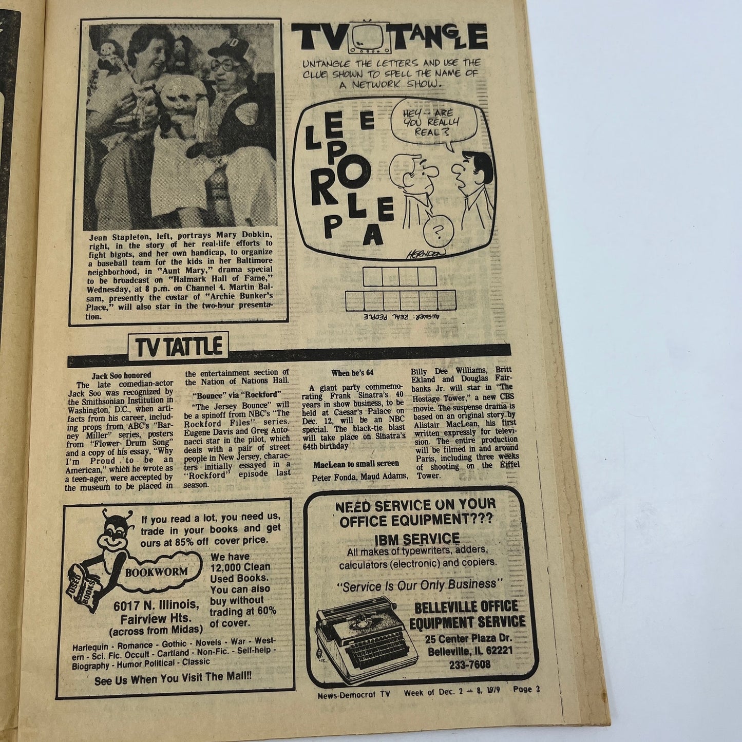 1979 Dec 2 Bellville IL News-Democrat TV Listings Magazine Aunt Mary L4-1