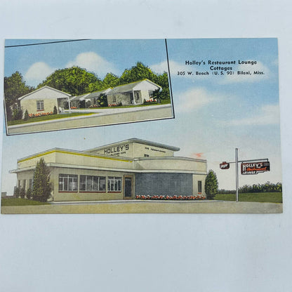 1950s MCM Post Card Holley’s Restaurant US 90 Biloxi MS PA8