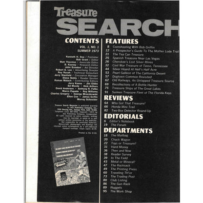 Treasure Search Magazine - Treasure Hunting Metal Detecting Summer 1973 M3