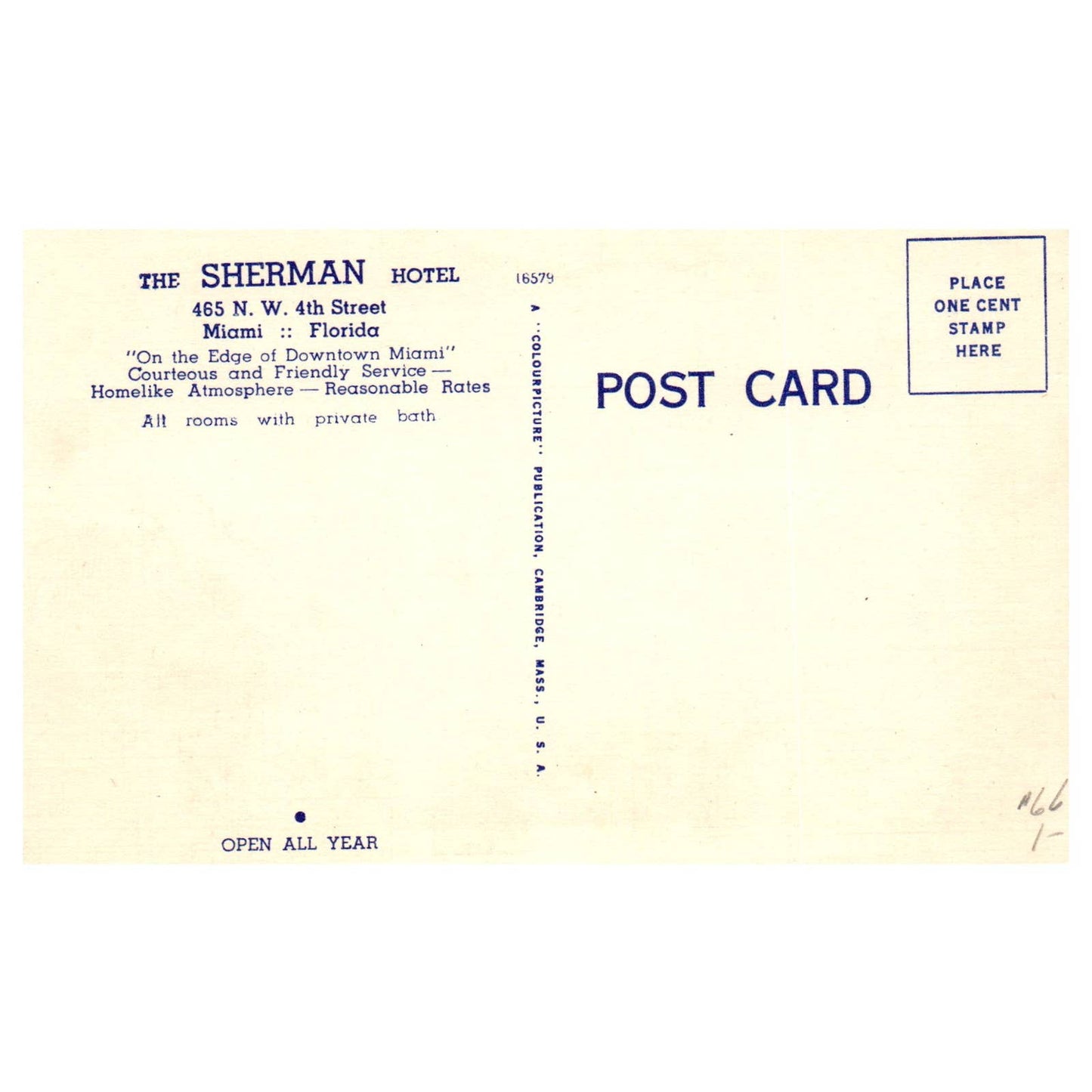 The Sherman Hotel Miami Florida - Postcard TJ8-1