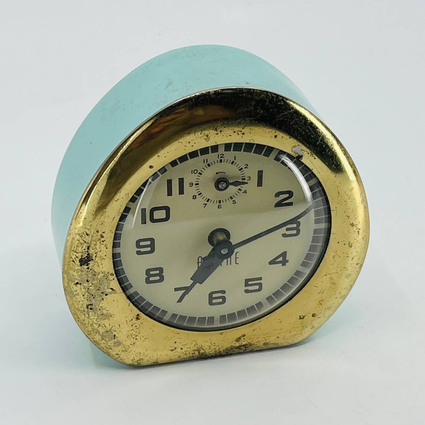 MCM Atomic Ingraham Alpine Comet Retro Wind Up Alarm Clock Turquoise Teal TC1