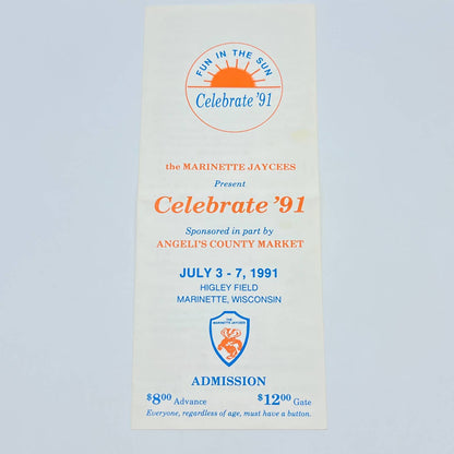 1991 Marinette WI Jaycees Celebrate ‘91 Fun in the Sun Brochure Higley Field AB8