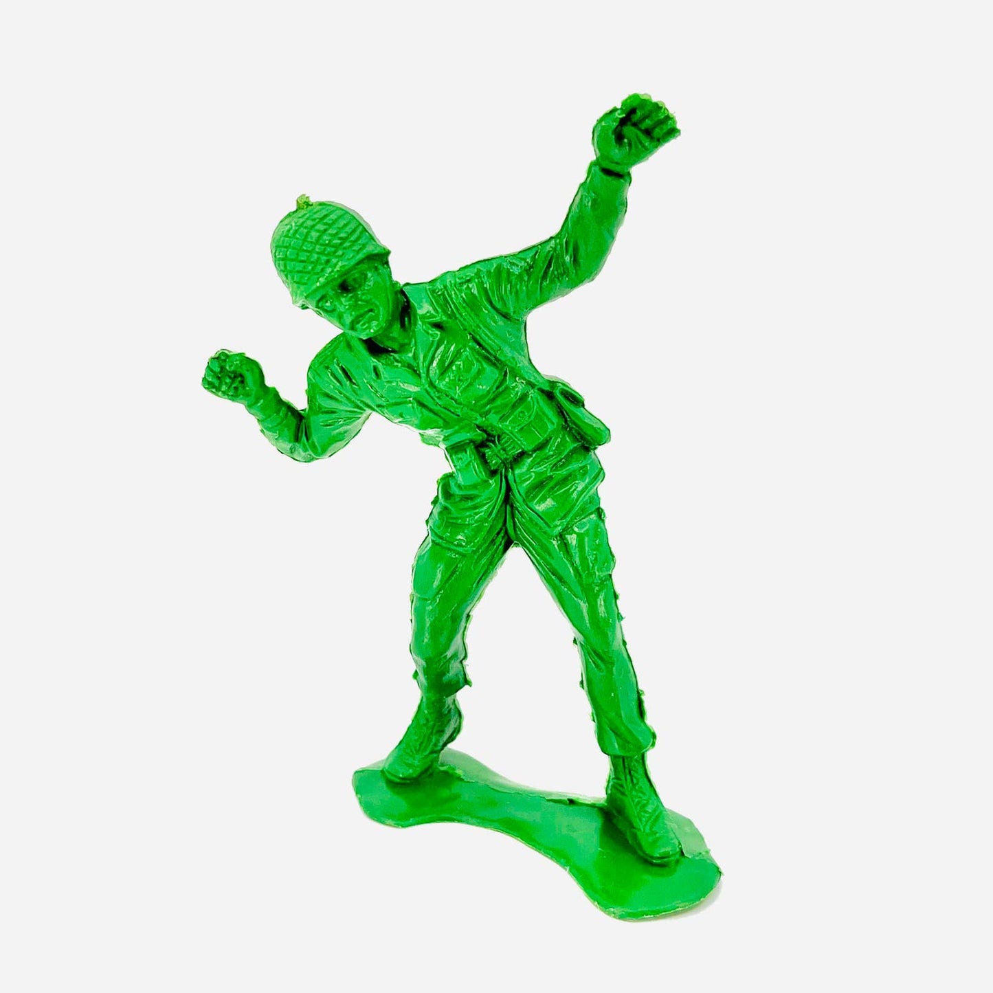 1960s Large Jumbo 5-6” Green Plastic Toy Soldier Throwing Grenade TD9