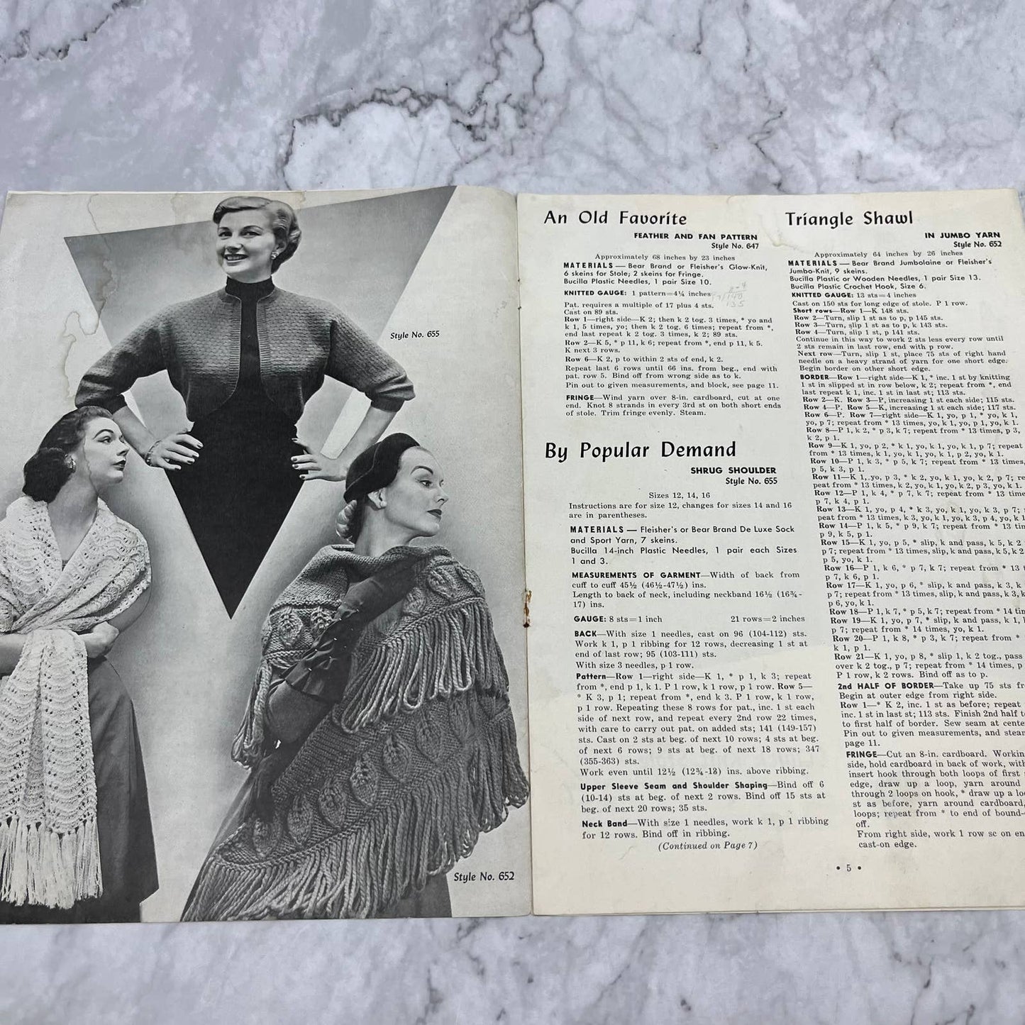 New Stoles Cover-ups 1952 V27 Knitting Crochet Fringe Feather Fan Ribbed TJ3