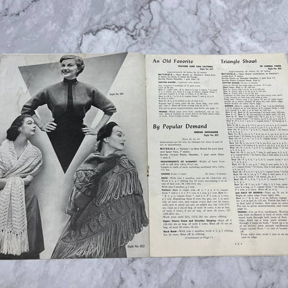 New Stoles Cover-ups 1952 V27 Knitting Crochet Fringe Feather Fan Ribbed TJ3