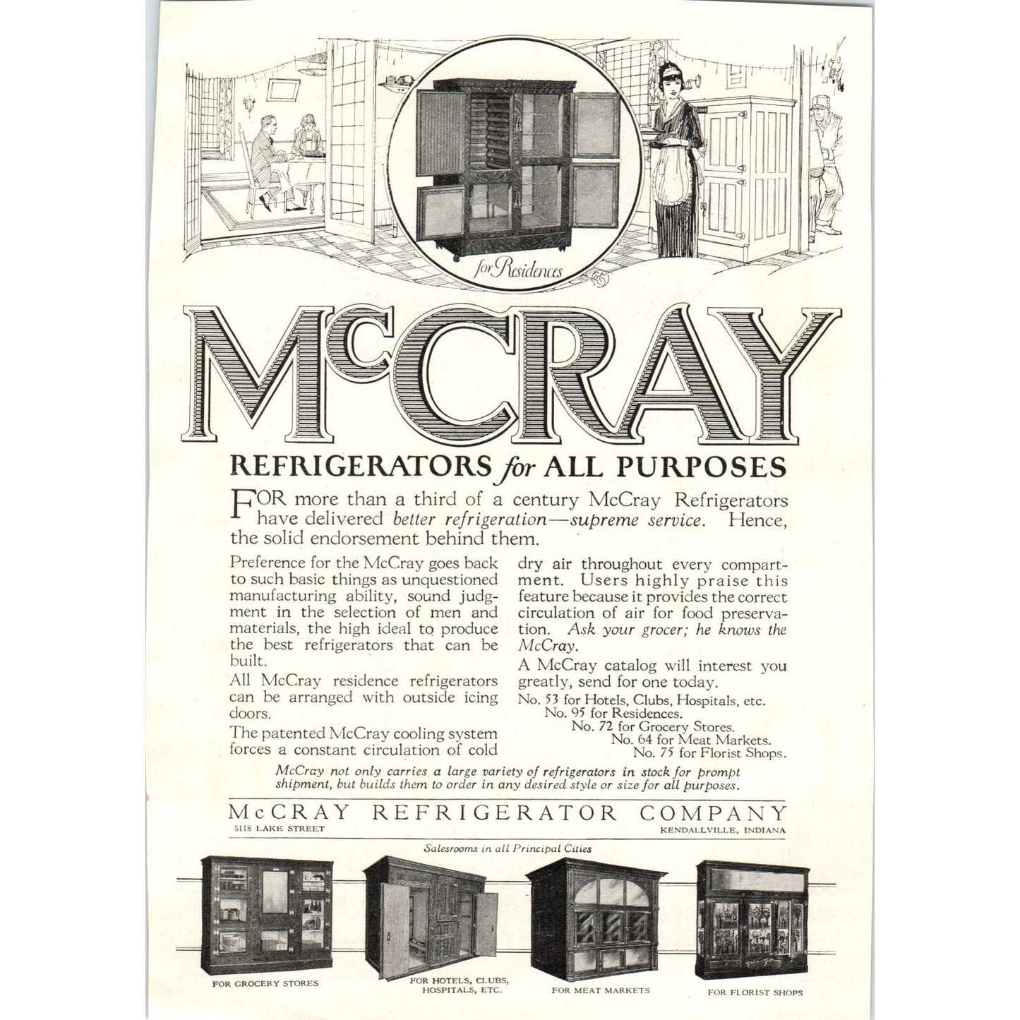 McCray Refrigerator Company Kendallville Indiana - 1921 Original Ad TJ7-L