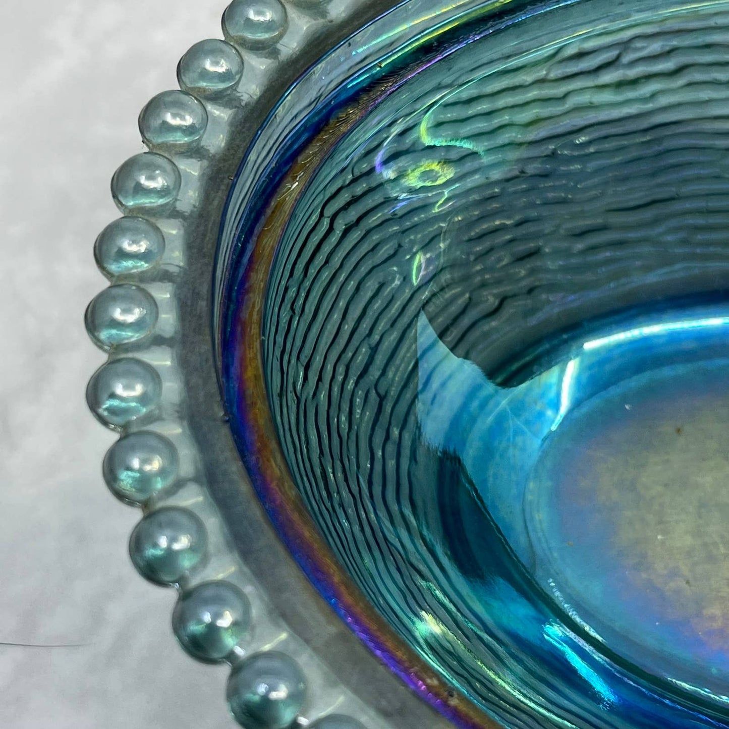 Vtg Nesting Hen Blue Carnival Glass Indiana Hen on Nest Candy Dish ~7x5" TI6