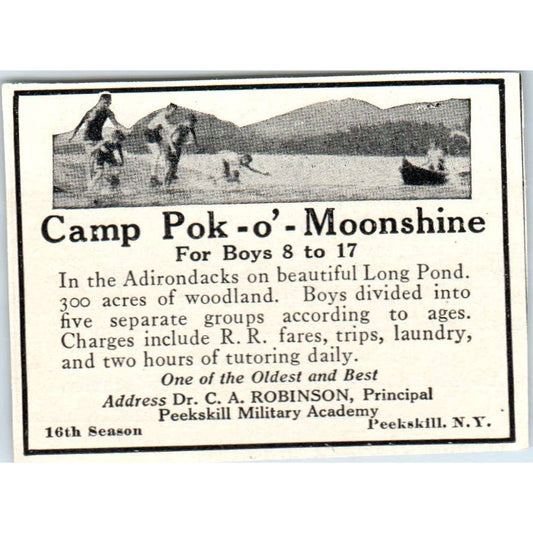 Camp Pok-O-Moonshine C.A. Robinson Peekskill Military Academy - 1921 Ad TJ7-S8