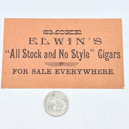 c1900 Trade Card Smoke Elwin's All Stock & No Style Cigars Wife Commandments AC2