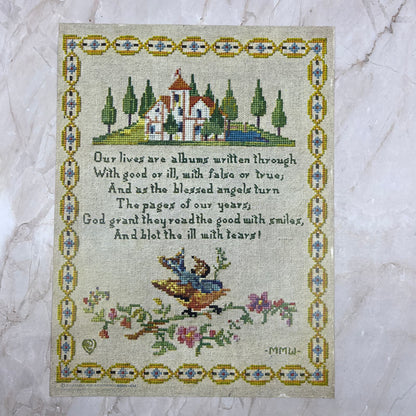 1917 Sampler Print PF Vollard Poem by Whittier "Our lives are albums..." 9x12 FL3