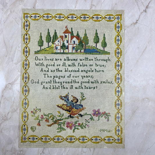 1917 Sampler Print PF Vollard Poem by Whittier "Our lives are albums..." 9x12 FL3