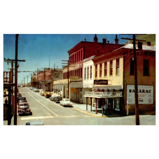 Vtg Postcard - C Street - Sazarac & Old Washoe Club Virginia City NE TJ6-1