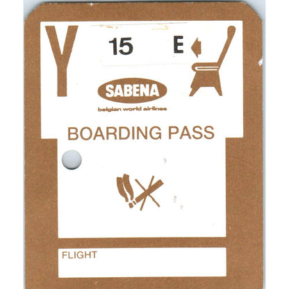 Vintage Sabena Belgian World Airlines Boarding Pass SE5