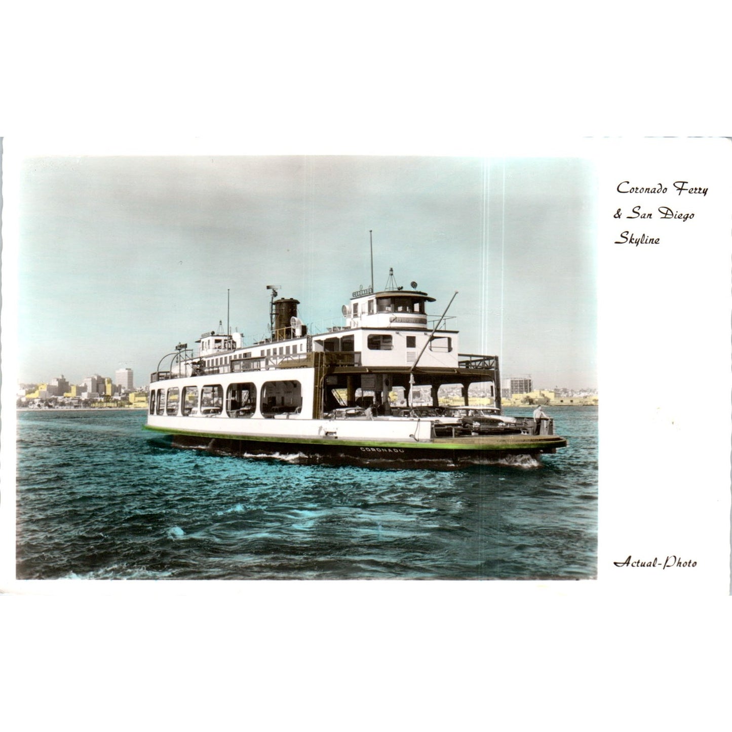 Coronado Ferry & San Diego Skyline RPPC Original Postcard P2-7