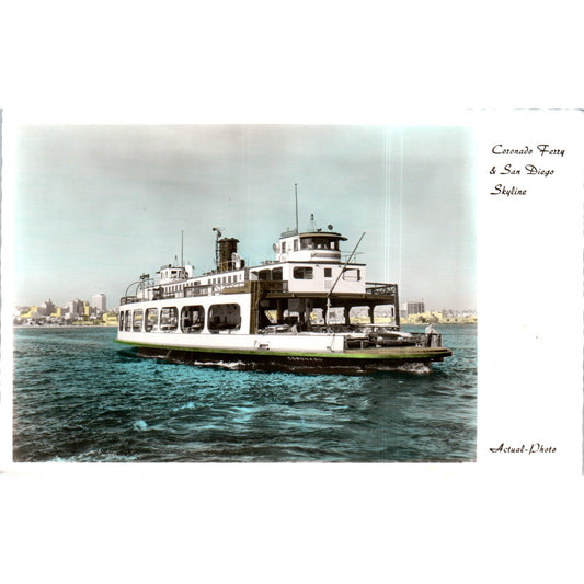 Coronado Ferry & San Diego Skyline RPPC Original Postcard P2-7