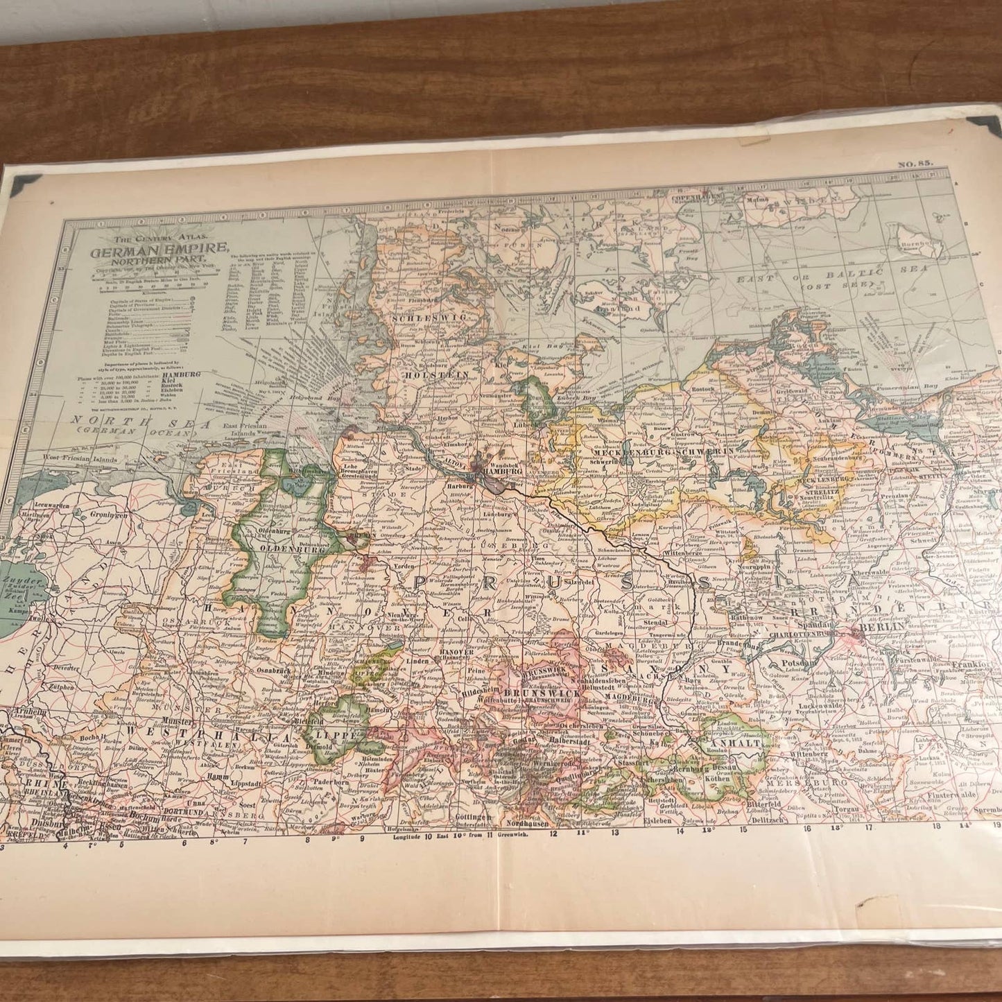 1897 Century Atlas Map of NORTHERN GERMAN EMPIRE PRE WWI Engraved 12.5x17 FL5